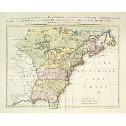 Carte des possessions Angloises et Françoises du continent de l'Amerique Septentrionale. / Kaart van de Engelsche en Fransche bezittingen . . .