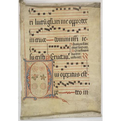 Old map image download for Giant leaf on vellum from an antiphonary.
