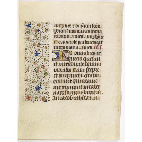 Old map image download for Leaf on vellum from a manuscript Book of Hours, use of Rome.