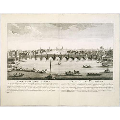 Old map image download for A view of Westminster bridge. Vue du pont Westminster.