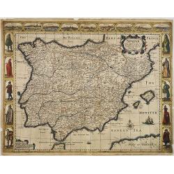 Spaine Newly described, with many adictions, both in the attires of the people & the Setuations of their cheifest Cityes by John Speed 1626.