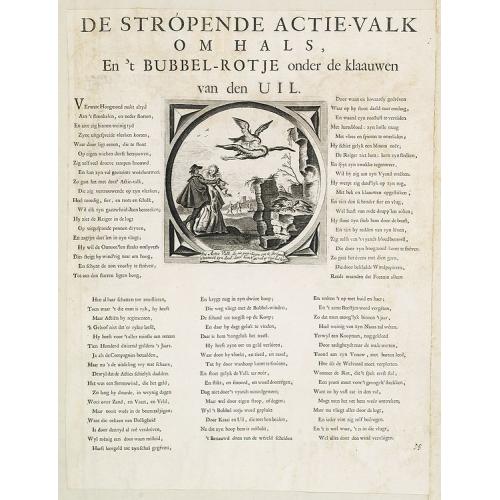 Old map image download for De stropende actie-valk omhals, en't bubbel-rotje onder de klaauwen. . .