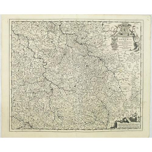 Old map image download for Regnum Bohemia, eique Annexae provinciae uit Ducatus Silesia, Marchionatus Moravia et Lusatia.