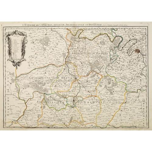 Old map image download for L'evesche de chartres, divise en archidiaconez et doyennez. . . .