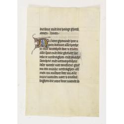 Manuscript leaf on vellum from a Dutch Book of Hours.