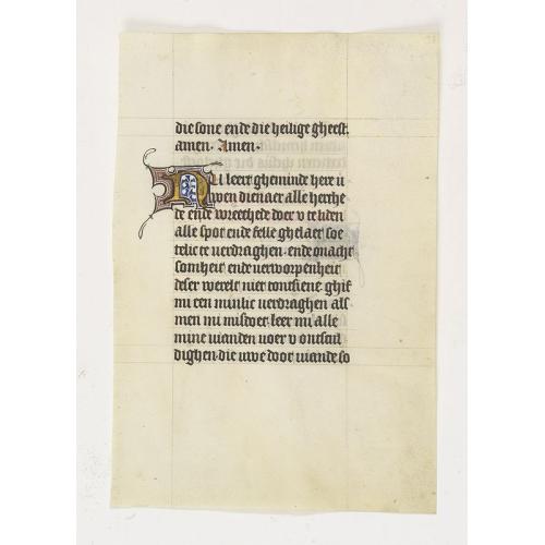 Old map image download for Manuscript leaf on vellum from a Dutch Book of Hours.
