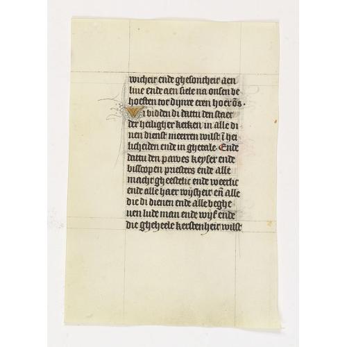 Manuscript leaf on vellum from a Dutch Book of Hours.