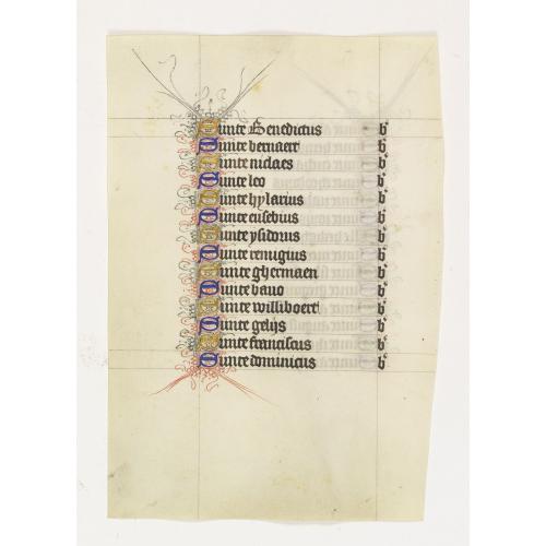 Old map image download for Manuscript leaf on vellum from a Dutch Book of Hours.
