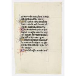 Manuscript leaf on vellum from a Dutch Book of Hours.