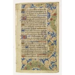 Manuscript leaf from a Book of Hours on vellum.