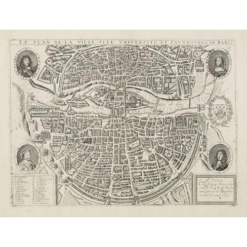 Old map image download for Le Plan de la Ville Cite Univercite et Fauxbourgs de Paris.