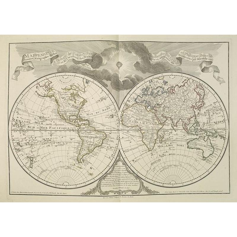 Mappemonde a l'usage de l'instr.on. Par Guillaume Delisle et Philippe Buache.