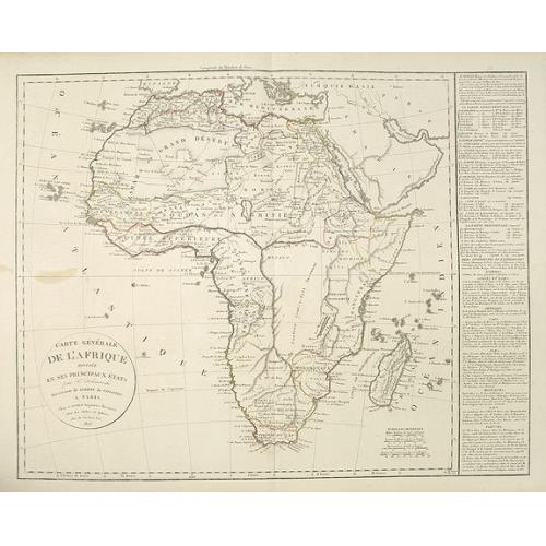 Old map image download for Carte générale de L'Afrique divisée en ses principaux états par Fx Delamarche. . .