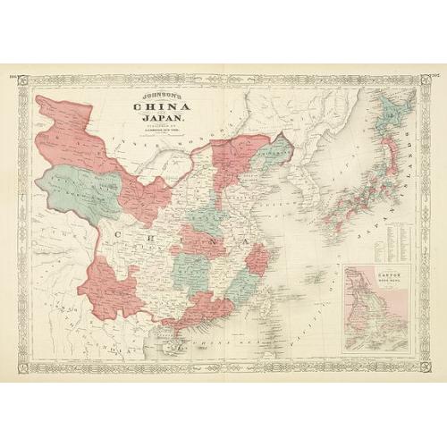 Old map image download for Johnson's China and Japan.
