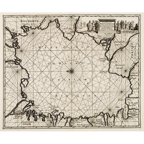Old map image download for Carte marine de la mer Caspienne avec toutes ses Bayes Rivieres et Havres, dressée sur les observations des plus habiles Navigateurs,. . .