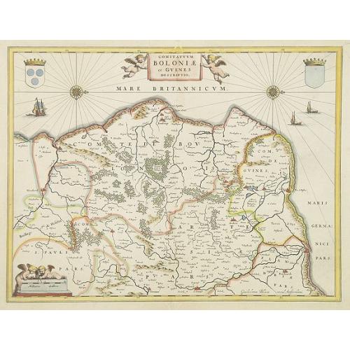 Old map image download for Comitatuum Boloniae et Guines Descriptio.