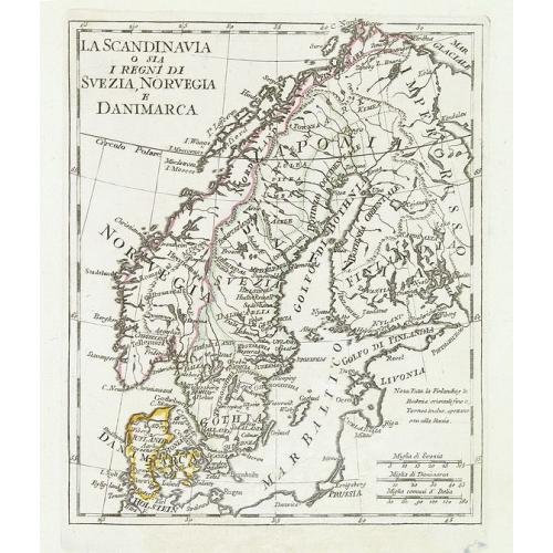 Old map image download for La Scandinavia o sia i regni di Svezia, Norvegia e Danimarca.
