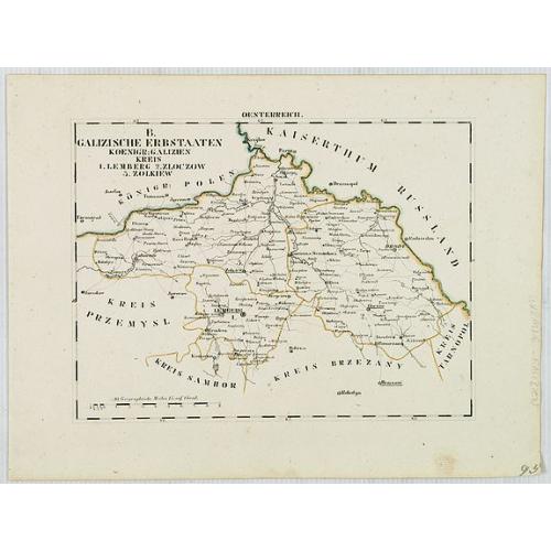 Old map image download for B. Galizische Erbstaaten Koenigr: Galizien Kreis 1. Lemberg 2. Zloczow 3. Zolkiew.