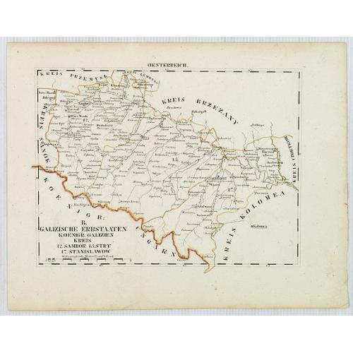 Old map image download for [No title] Oesterreich. B. Galizische erbstaaten Koenigr. Galizien Kreis 12. Sambor 13. Stry 17. Stanislawow.