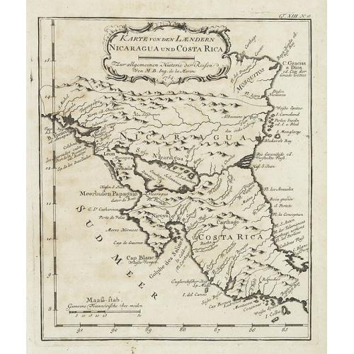 Old map image download for Karte von den Laendern Nicaragua und Coasta Rica. . . . N°18.