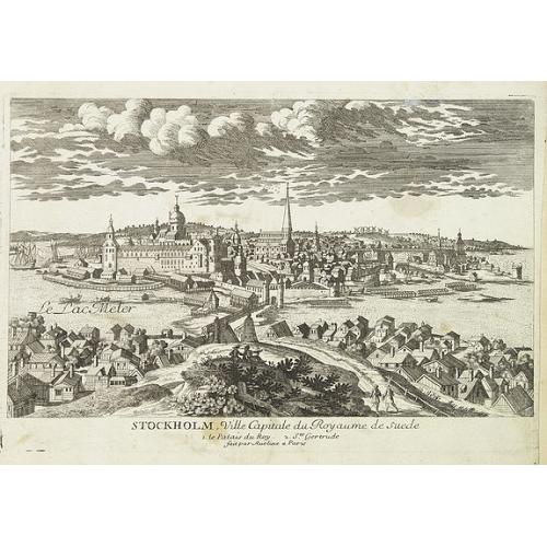 Old map image download for Stockholm, ville capitale du royaume de Suède.