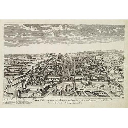 Old map image download for Turin ville capitale du Piémont, et Résidence du Duc de Savoye. . .