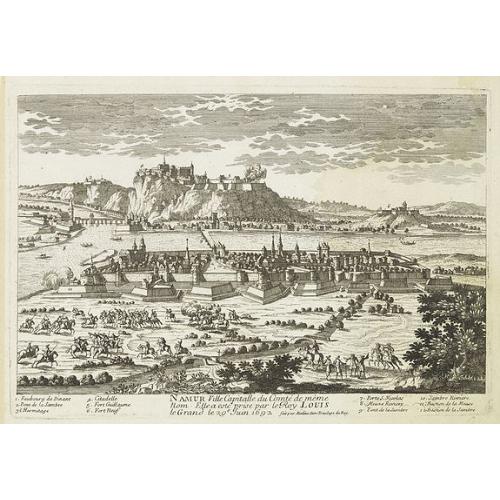 Old map image download for Namur Ville Capitale du Comté de même nom. Elle a este prise par le Roy LOUIS le Grand le 29e Juin 1692.