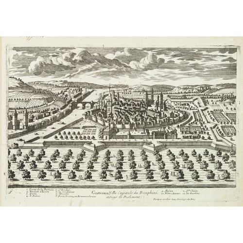 Old map image download for Grenoble, Ville capitale du Dauphiné et siège de Parlement.