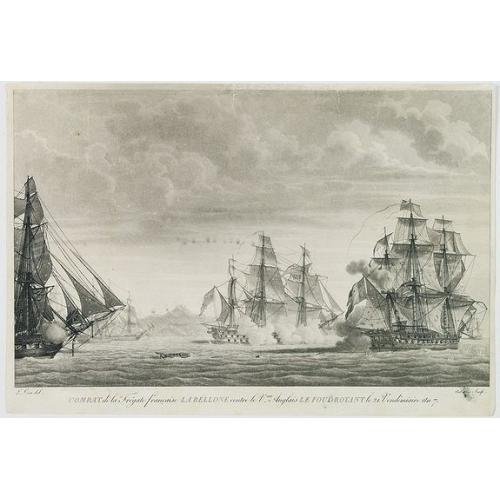 Combat de la Frégate française La bellone contre le v.au Anglais Le Foudroyant le 21. Vendémaire An 7. (1798)