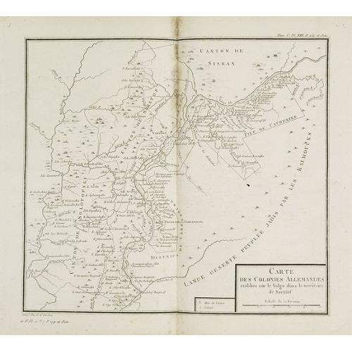 Old map image download for Carte des colonies Allemandes établies sur le Volga dans le territoire de Saratof.