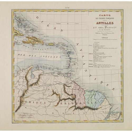 Old map image download for Carte des Colonies Françaises aux Antilles.
