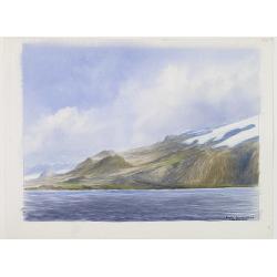 Image download for Group of 21 watercolors of scenes in Iceland, included are vulcanos like Eyjafjallajokull, Öræfajökull, etc.