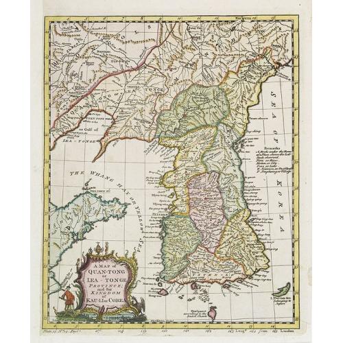 Old map image download for A map of Quan-Tong or Lea-Tonge province, and the kingdom of Kau-Li or Corea . . .