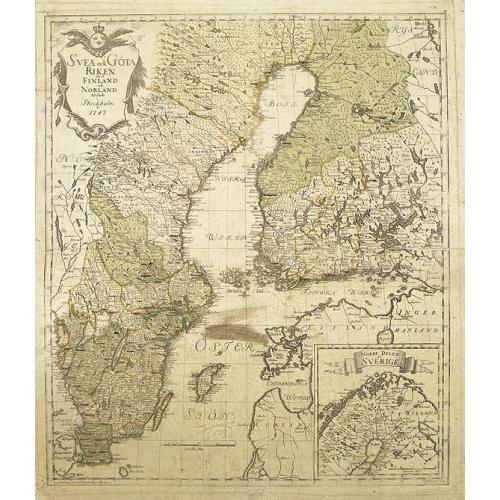 Old map image download for Svea och Göta Riken med Finland och Norland : afritade i Stockholm år 1747