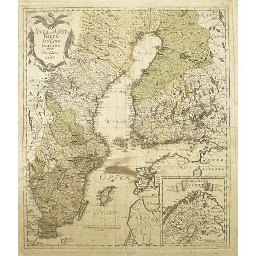 Old map image download for Svea och Göta Riken med Finland och Norland : afritade i Stockholm år 1747