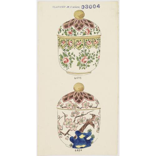 Old map image download for Designs for two porcelain bowls with Chinese design.