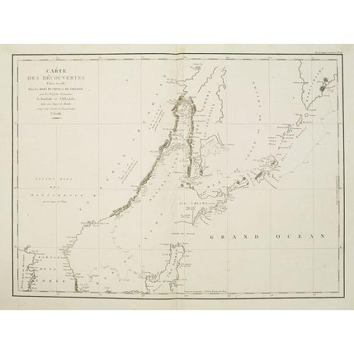 Old map image download for Carte des découvertes fautes en 1787 dans les Mers de Chine et de Tartarie par les Frégates Françaises la Boussole et l'Astrolabe. . . ée. Feille.