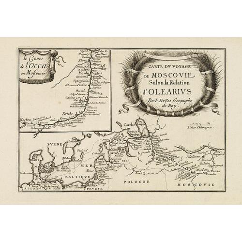 Old map image download for Carte du voyage de Moscovie selon la relation d'Olearius.