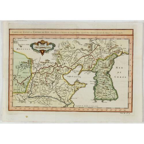 Old map image download for Carte du Katay, ou Empire de Kin : pour servir a l'Histoire de Jenghiz Khan, raportée dans l'Histoire generale des voyages, tirée de l'Angloise.