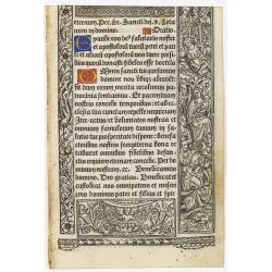 Leaf on vellum from a printed Book of Hours.