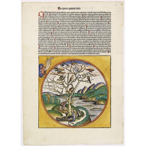 Old map image download for De opere quarte diei. Foliu IIII De opere quarte diei. [The creation of the world - Fourth and fifth day]