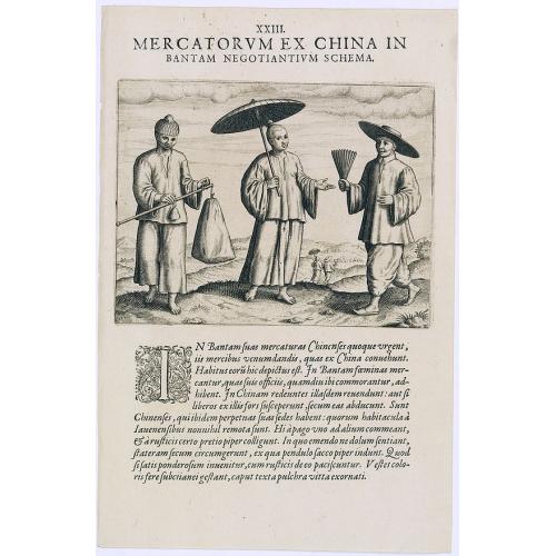 Old map image download for Mercatorum Ex China in Bantam Negotiantium Schema.