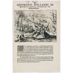 Quomodo Hollandi in Mavritii Insula Ingentes. (Dutch hunting parrots on Mauritius in 1598)