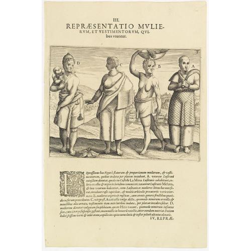 Old map image download for III. Repraesentatio Mullierum, et vestimentorum, Quibus Utuntur.