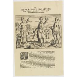 XVIII. Repraesentatio Mulierum varie exornatarum, et Quomodo matrimonium contrahant. (The natives' clothing and how they adorn themselves: 1603-1604)