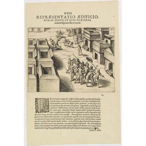 Old map image download for Repraesentatio Aedificiorum in Benyn, et Quid Praeterea notatu dignum ibi occurrat. [Execution of criminals in Benin.]