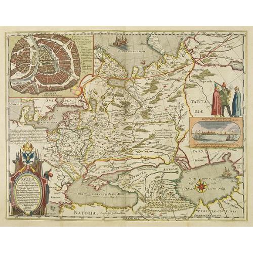 Old map image download for Tabula Russiae ex autographo, quod delineandum curavit Foedor filius Tzaris Boris desums... - Domino regionum Iueriae Kartalinie et Groefiniae Tzari etc: dedicata ab Heselo Gerardo M.DC.XIIII