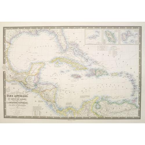 Old map image download for Carte générale des Iles Antilles, des iles et bancs de Bahama, des Etats-Unis . . .