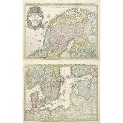 Cartes Des Courones Du Nord Qui Comprend les Royaumes de Danemark, Suede & Nowege, &c.. [together with] Seconde Carte des Courones du Nord..