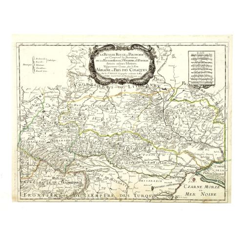 Old map image download for LA RUSSIE NOIRE ou POLONOISE qui Comprend les PROVINCES DE LA RUSSIE NOIRE de VOLHYNIE et de PODOLIE divisées en leurs Palatinats Vulgairement Connües sous le Nom D'VKRAINE ou PAYS DES COSAQUES.